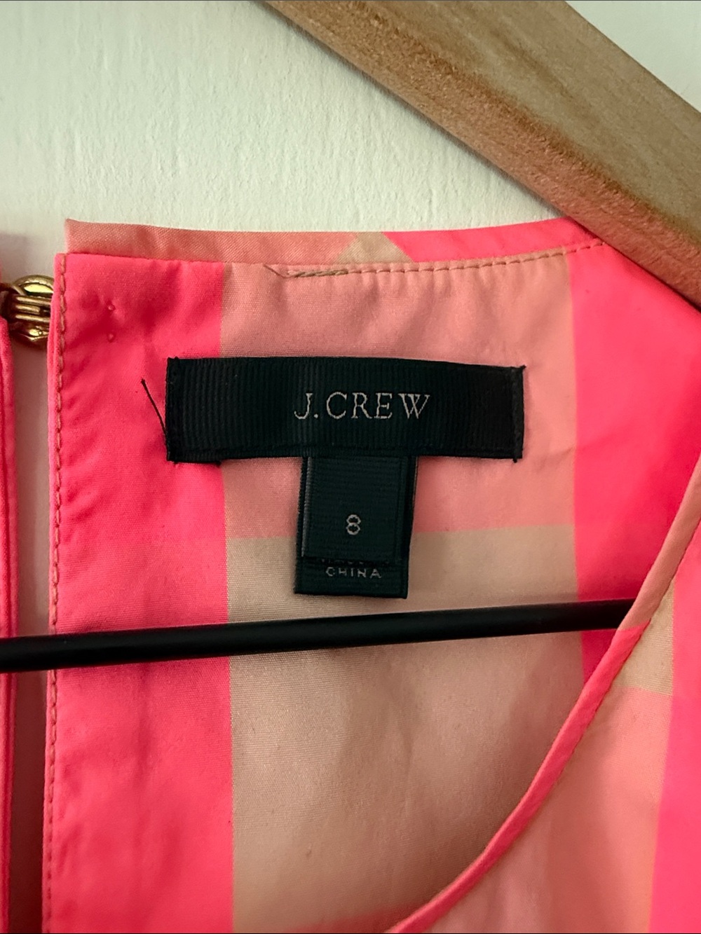 J. Crew Neon Pink and Beige Gingham Puff Sleeve Blouse - Picture 2 of 4